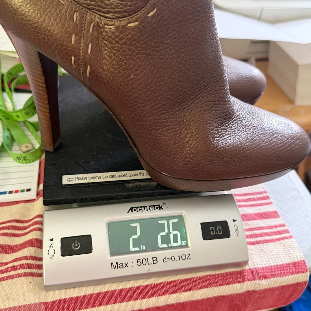 Fendi Italy Brown Pebbled Leather Whipstitch Ankle Buckle Boots Platform 41 (11) - Picture 16 of 16